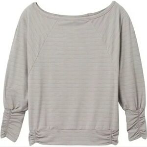 Prana Women's Gray Ridgeview Relaxed Long Sleeve Cropped Oversized Top Size XS